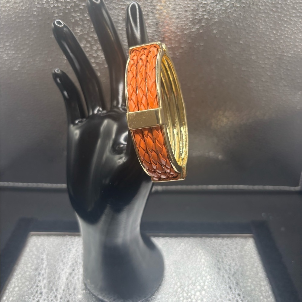 Braided Orange and Gold Bracelet